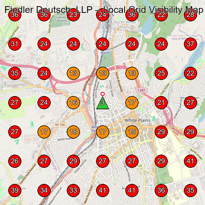 Fiedler Deutsch, LLP GeoGrid visibility map for Personal Injury Attorney in White Plains